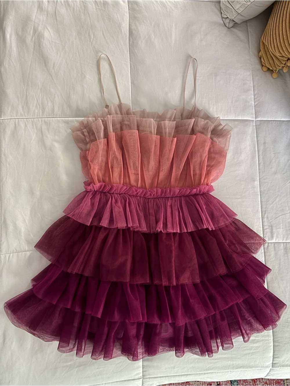 Women’s Vestique Pink Ombré Tulle Tiered Mini Dress Size Small